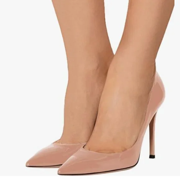 FSJ Nude Pointed Toe Pumps High Heel Sexy Stilettos Slip On Office Cute Evening - Picture 1 of 8